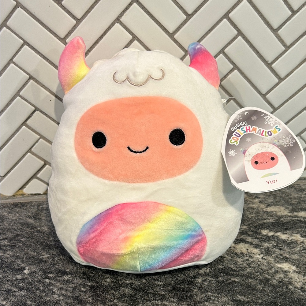 Squishmallows White and Rainbow Plush